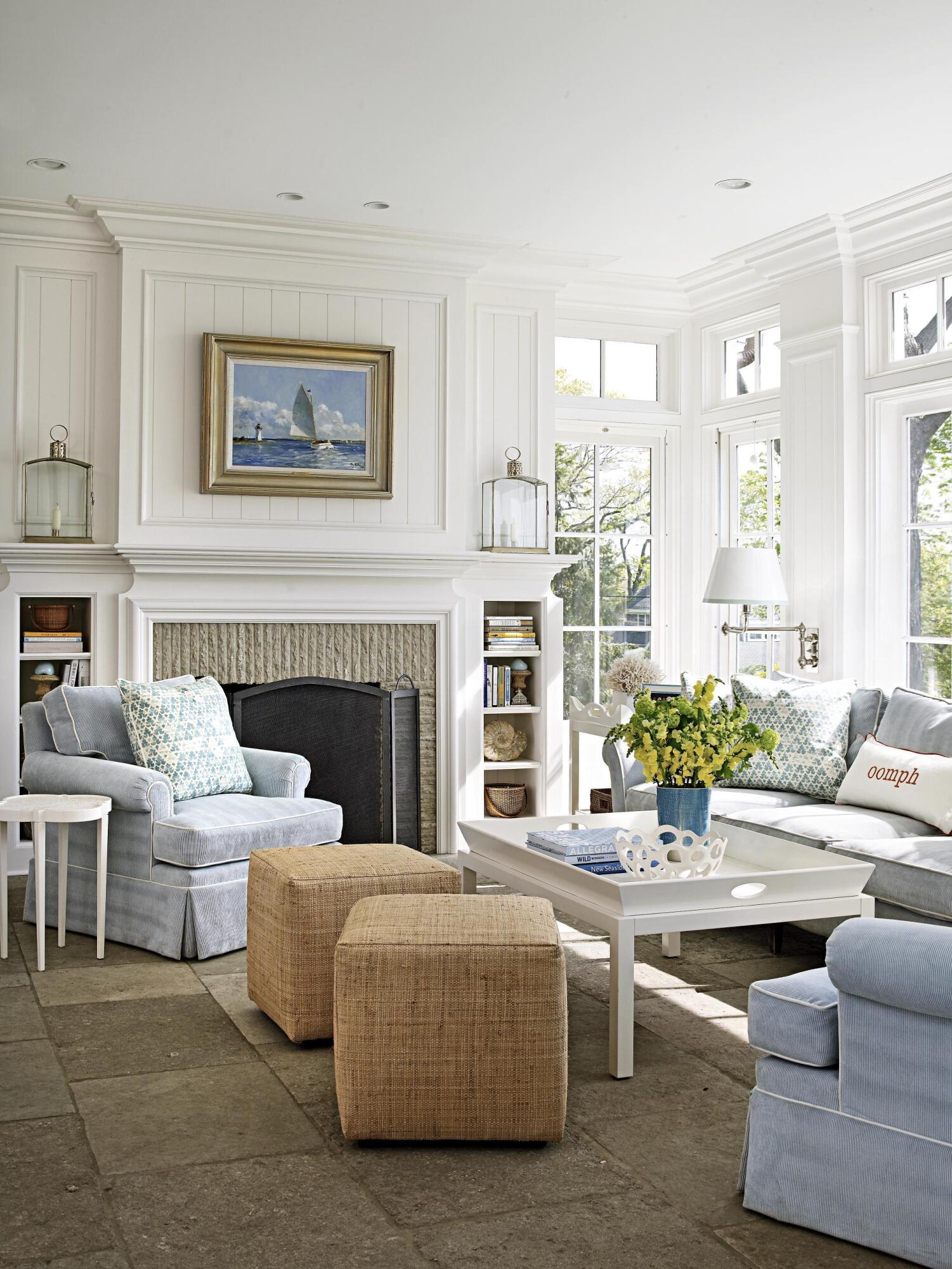 11 Harbor Bluff Lane Rowayton, CT 06853 - Photo 6 of 31 a living room with furniture a large window and a fireplace