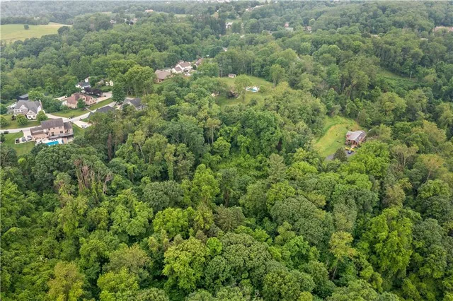 an aerial view of residential houses with outdoor and green space