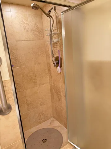 a bathroom with a shower