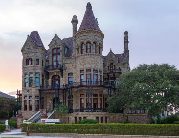 a view of a building with a big yard