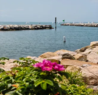 a view of wooden floor with a lake