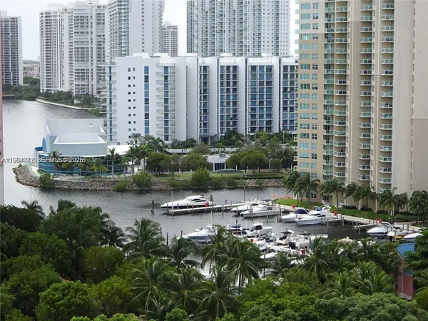 a view of a lake with a city