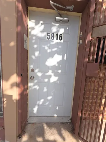 a view of a glass door