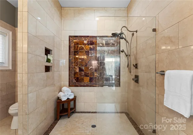 a bathroom with a shower