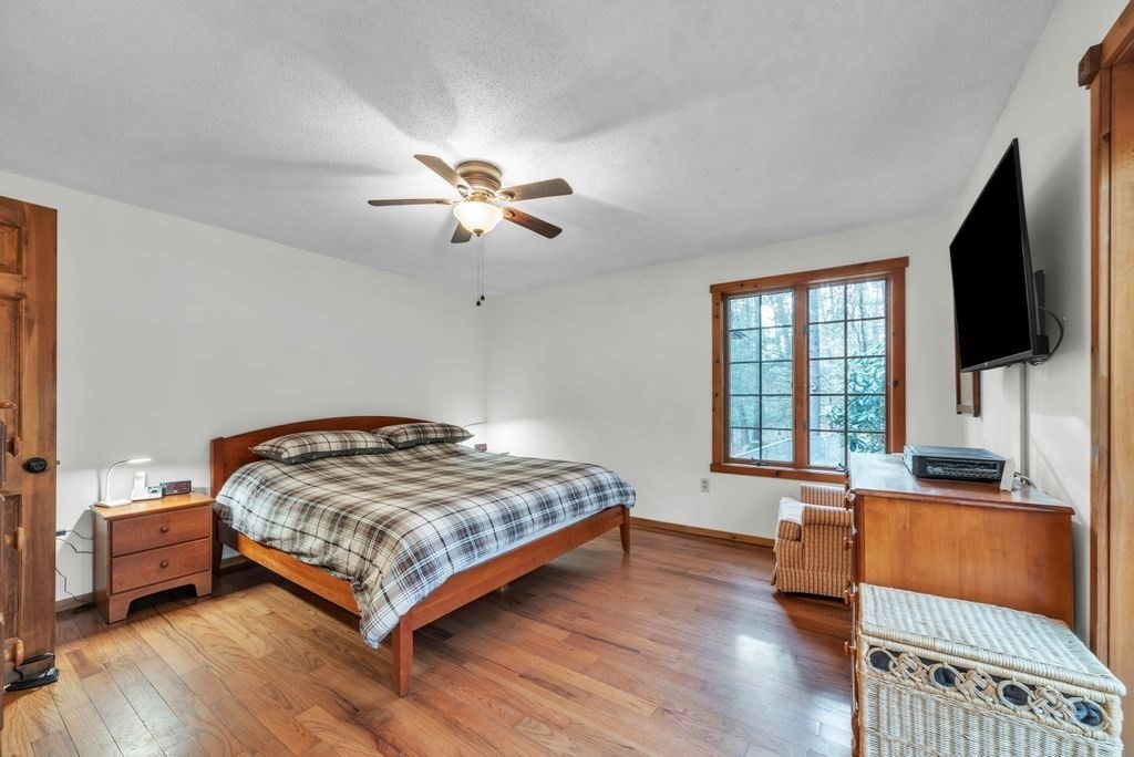 1 St Germain Road Hampden, MA 01036 - Photo 23 of 42 a bedroom with a bed and a flat screen tv