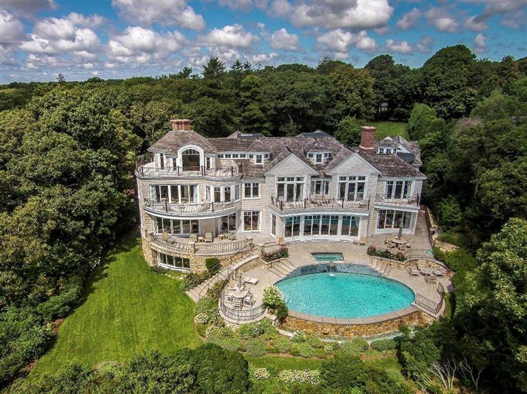 461 Main Street Osterville, MA 02655 - Photo 24 of 25 an aerial view of a house with swimming pool and trees in the background