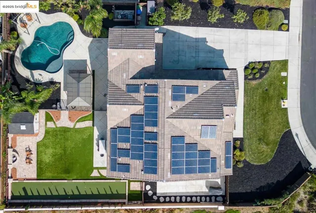 an aerial view of a house