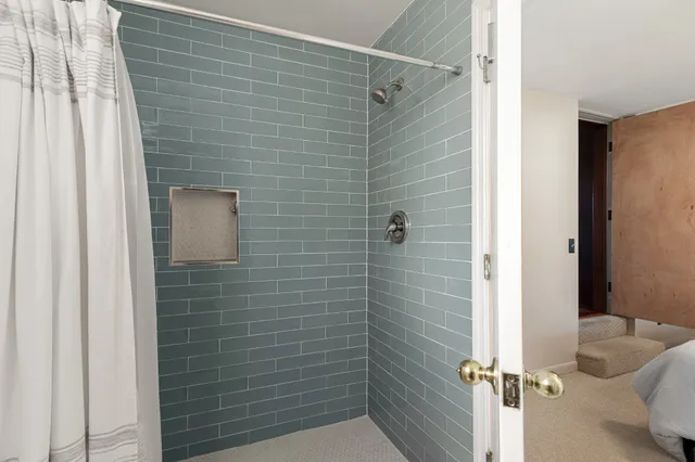 a bathroom with a shower