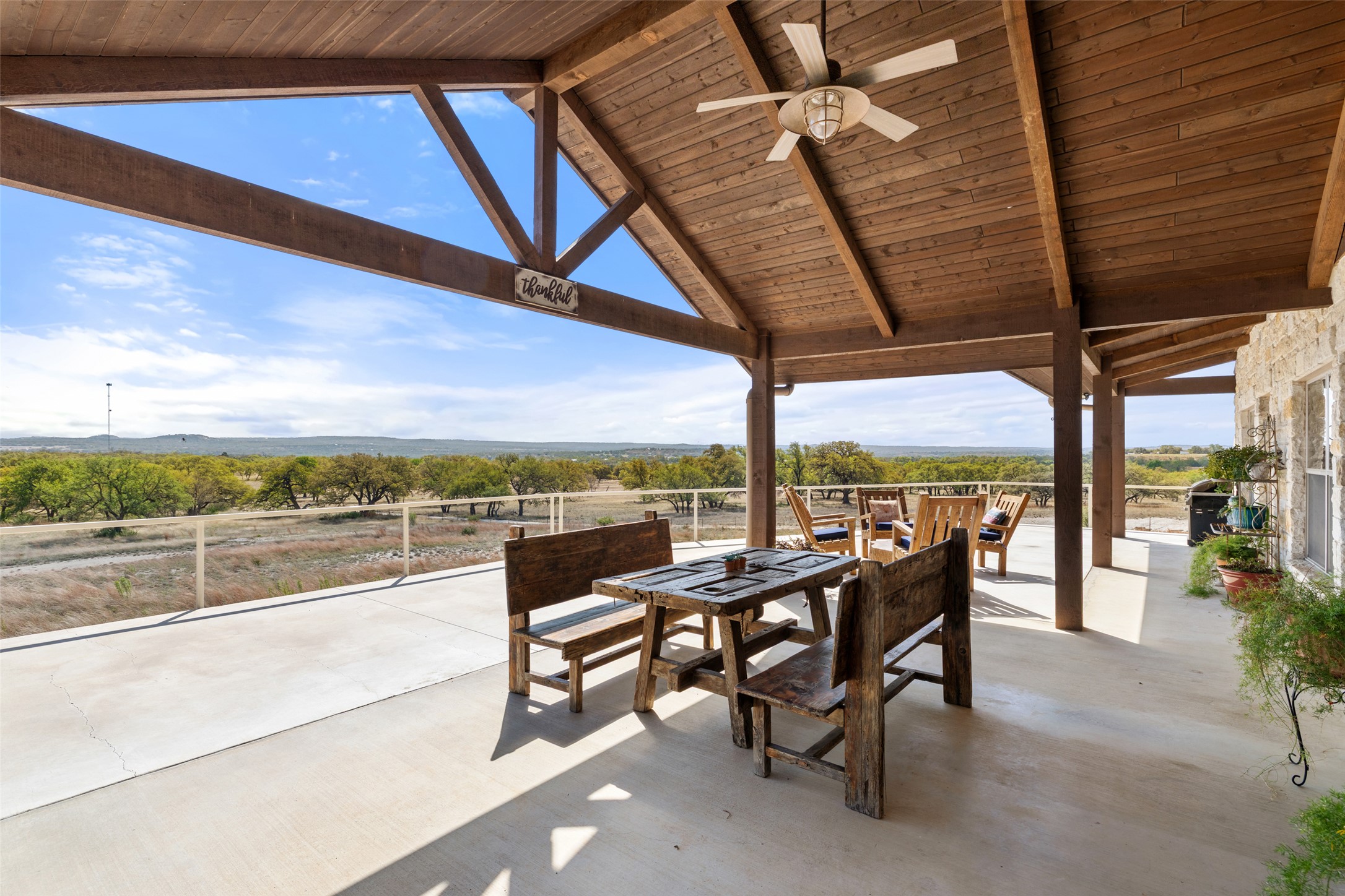 546 Lazy Oak Road Hye, TX 78635 - Photo 15 of 34 View of patio featuring ceiling fan and outdoor dining area