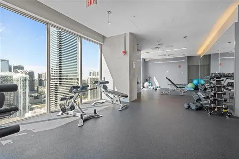 a view of a room with gym equipment