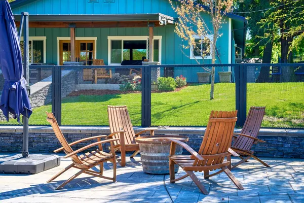 a swimming pool with an outdoor space