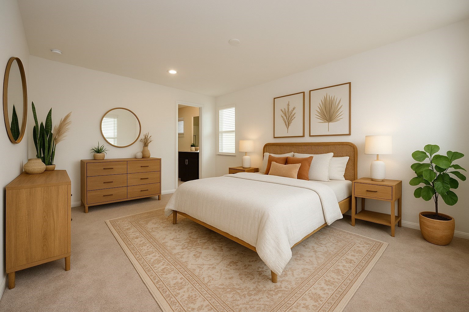 7329 Madison Commons Lane Houston, TX 77075 - Photo 15 of 22 a bedroom with a bed a potted plant and a dresser