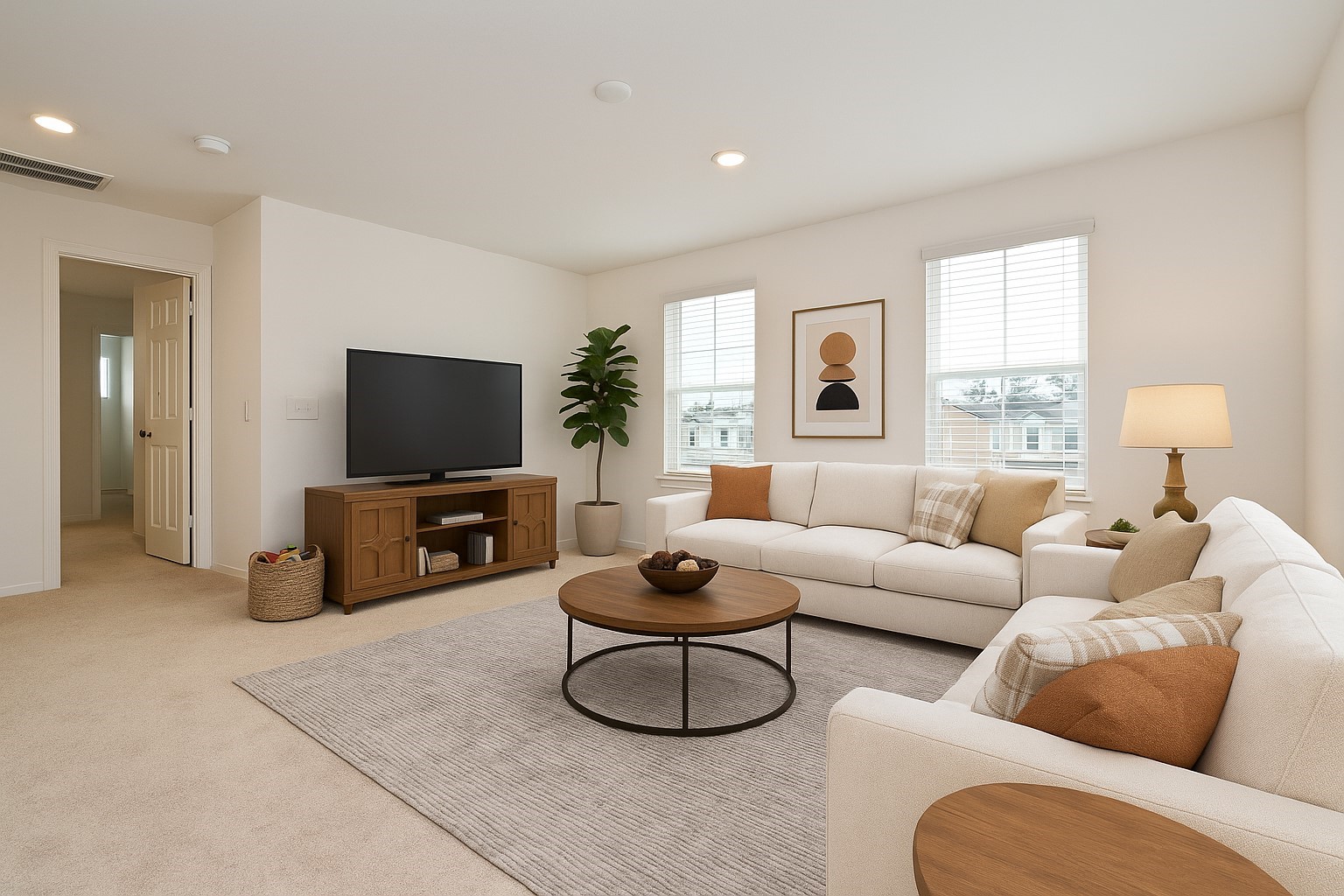 7329 Madison Commons Lane Houston, TX 77075 - Photo 17 of 22 a living room with furniture a flat screen tv and a window