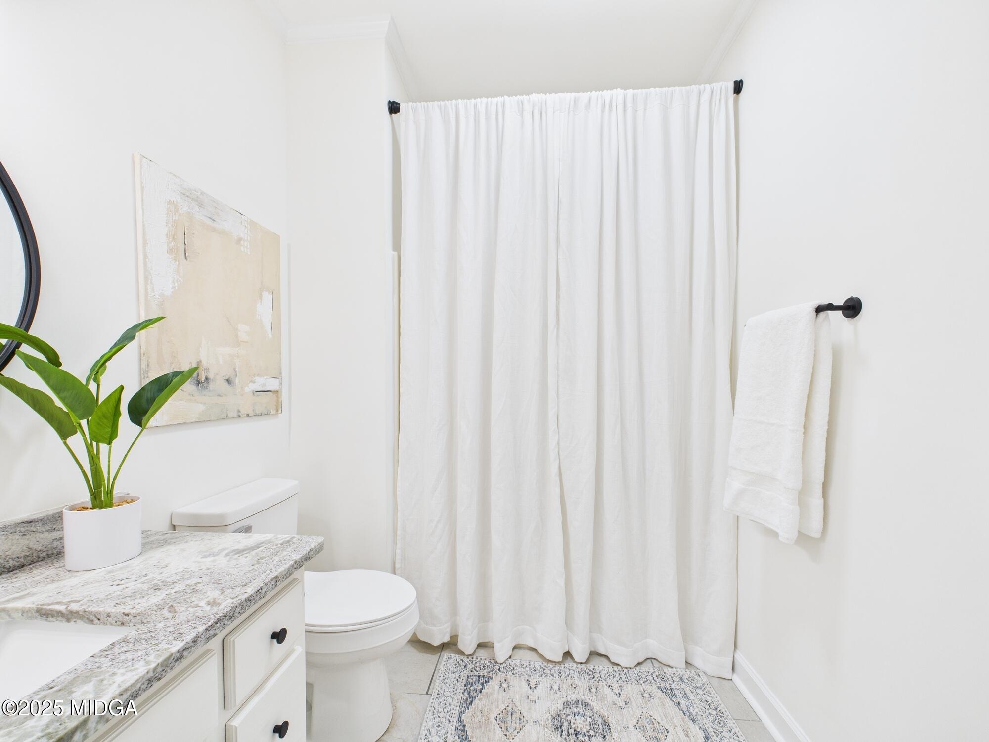 607 Chastain Place Macon, GA 31210 - Photo 30 of 63 a bathroom with a granite countertop sink and a toilet