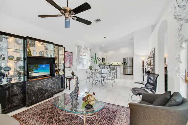 an aerial view of a backyard