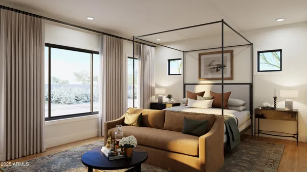 a bathroom with double sink and a mirror