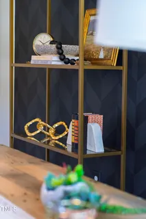 a view of a hallway with workspace