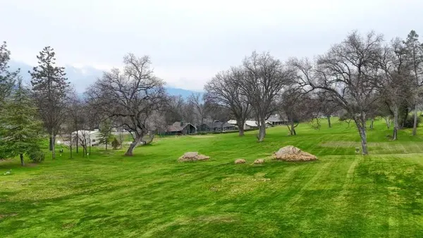 a view of a swimming pool with a yard