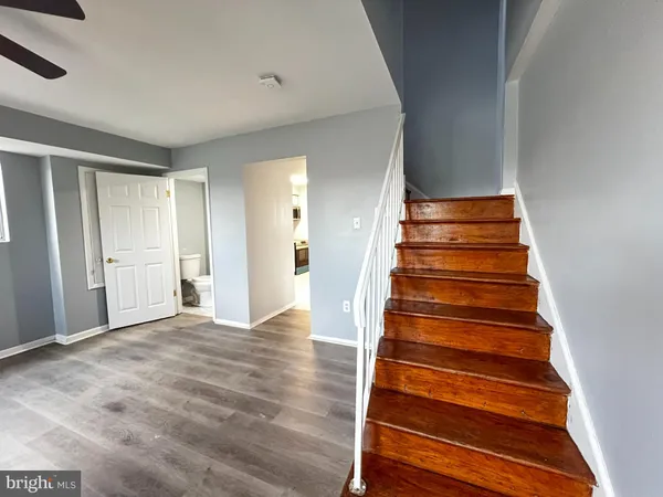 a view of entryway with wooden floor