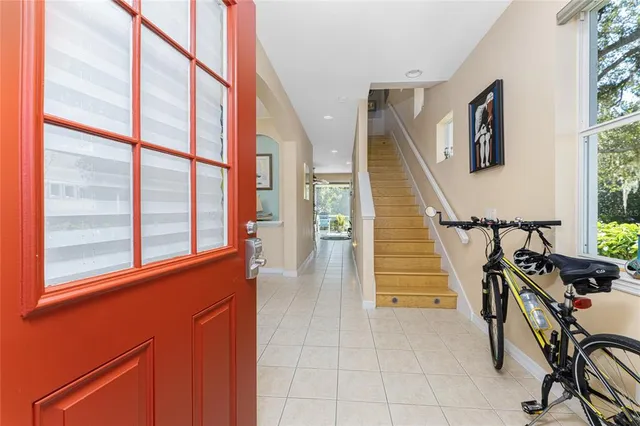 a view of an entryway with furniture