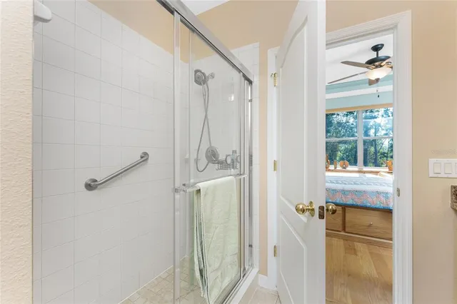 a bathroom with a shower