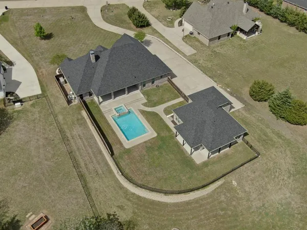 an aerial view of a house