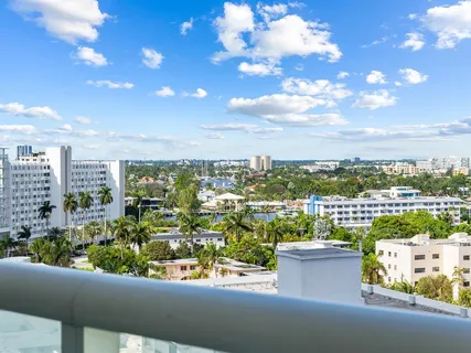 a view of city from a balcony