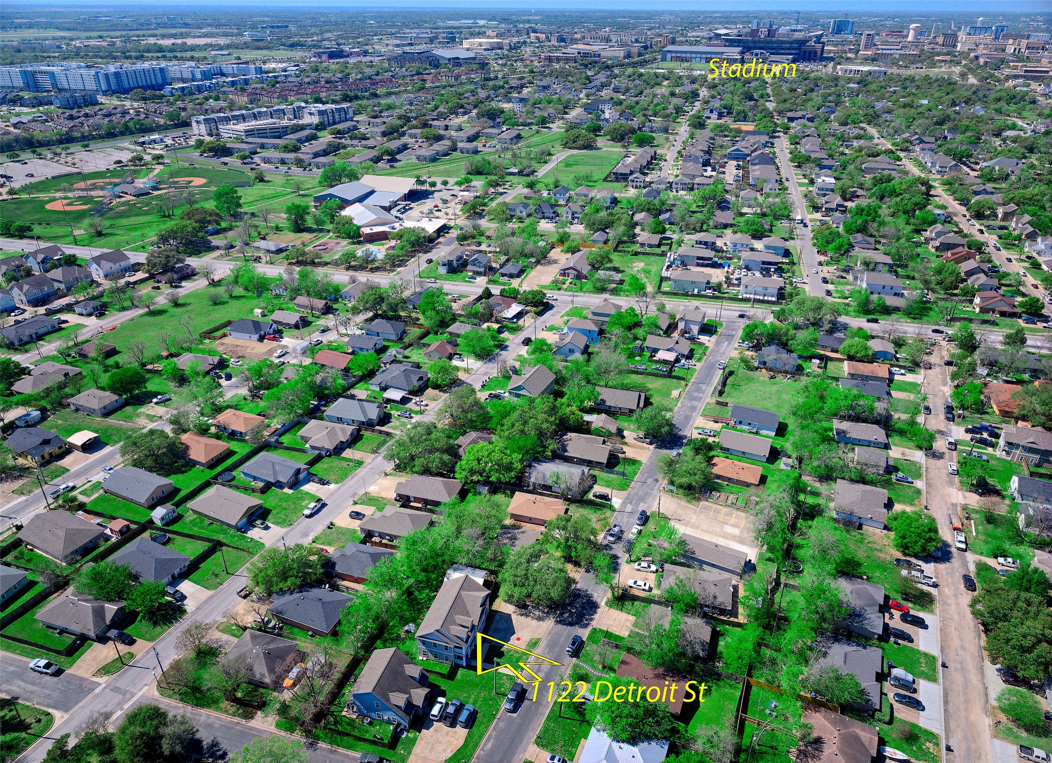 1122 Detroit Street College Station, TX 77840 - Photo 3 of 48 Aerial view of property looking toward campus.