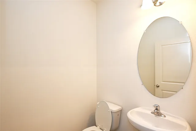 a bathroom with a sink a mirror and a toilet