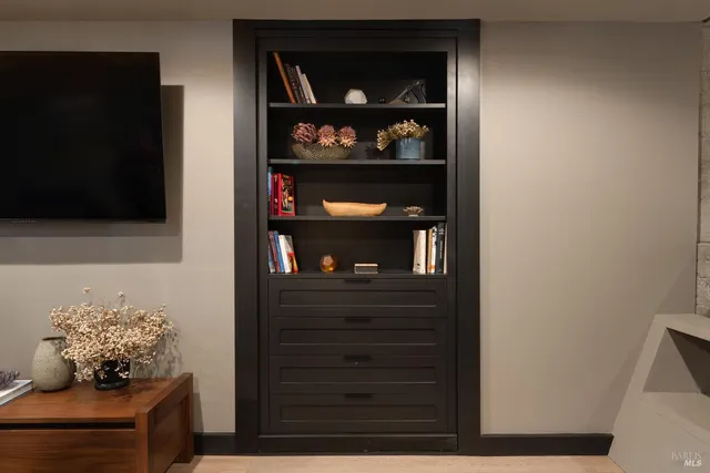 a view of a lake with mountains in the background