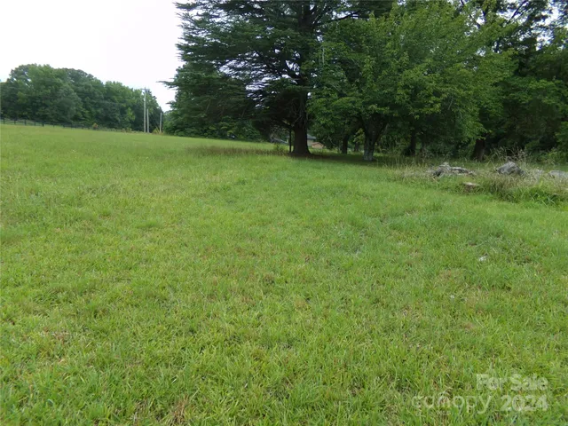 a view of a green field with trees
