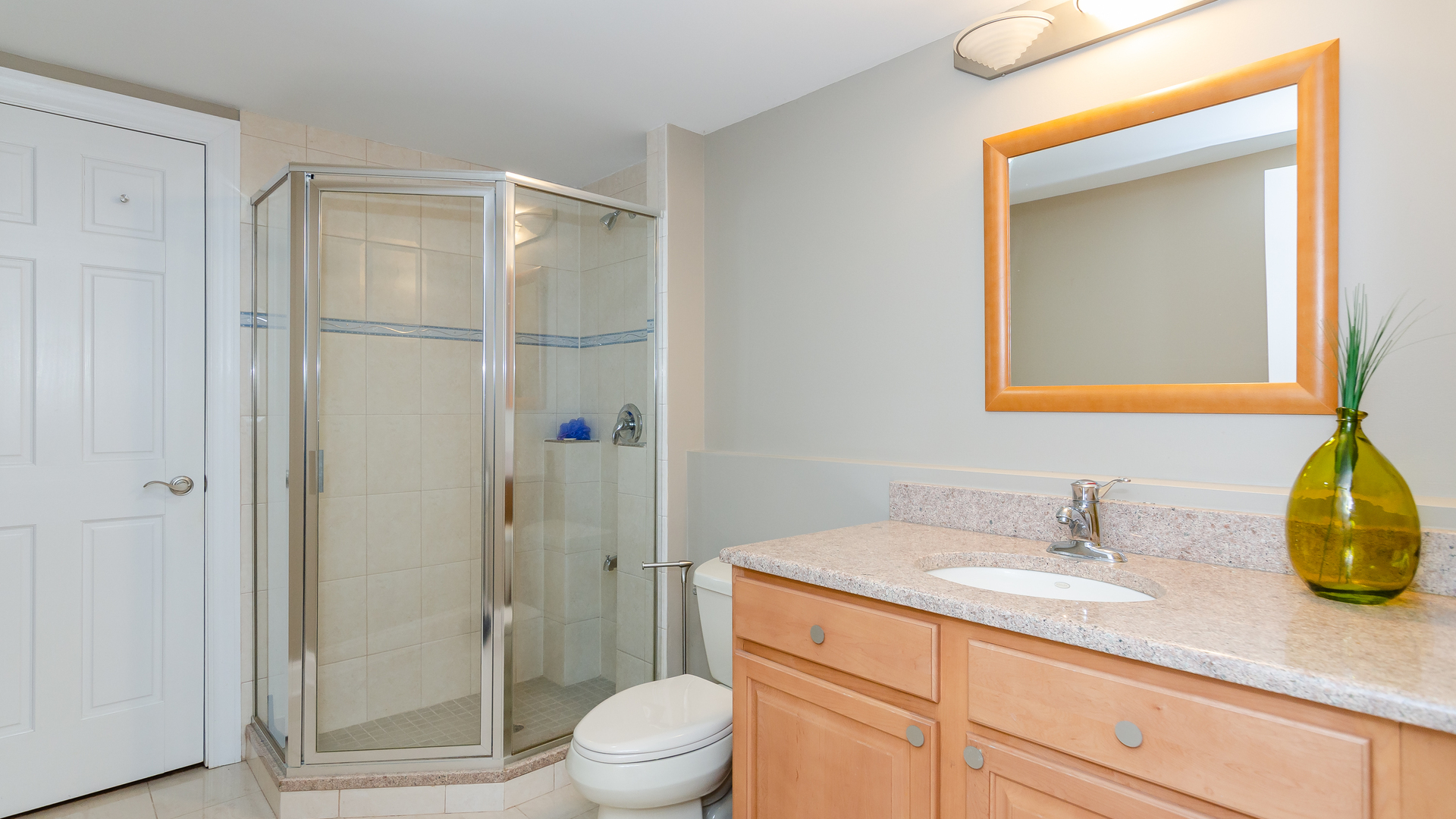 6919 Fieldstone Drive Burr Ridge, IL 60527 - Photo 48 of 58 a bathroom with a granite countertop sink a toilet and shower