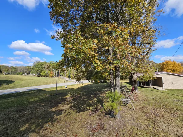 a view of a yard with a house