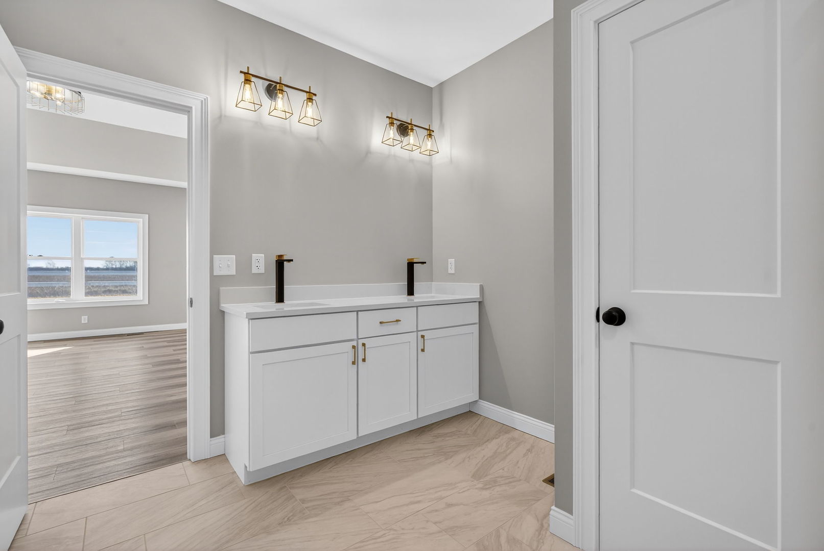 1165 Farmstone Drive Diamond, IL 60416 - Photo 13 of 35 a spacious bathroom with a double vanity sink a mirror and shower