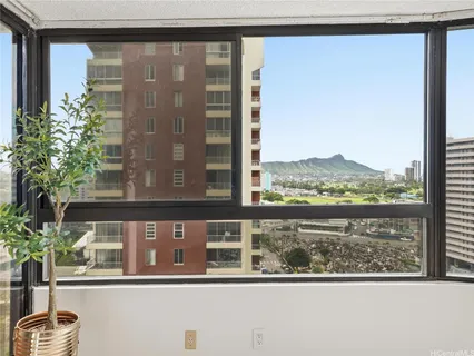a view of a balcony with a lake view