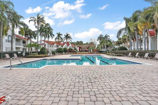 a view of a yard with houses