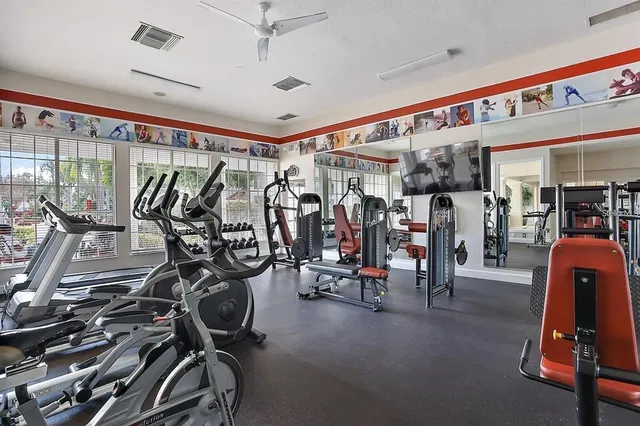 a view of a room with gym equipment