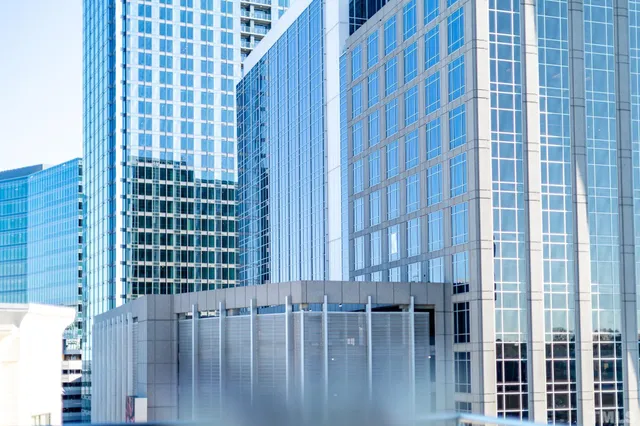 a building with river in front of it