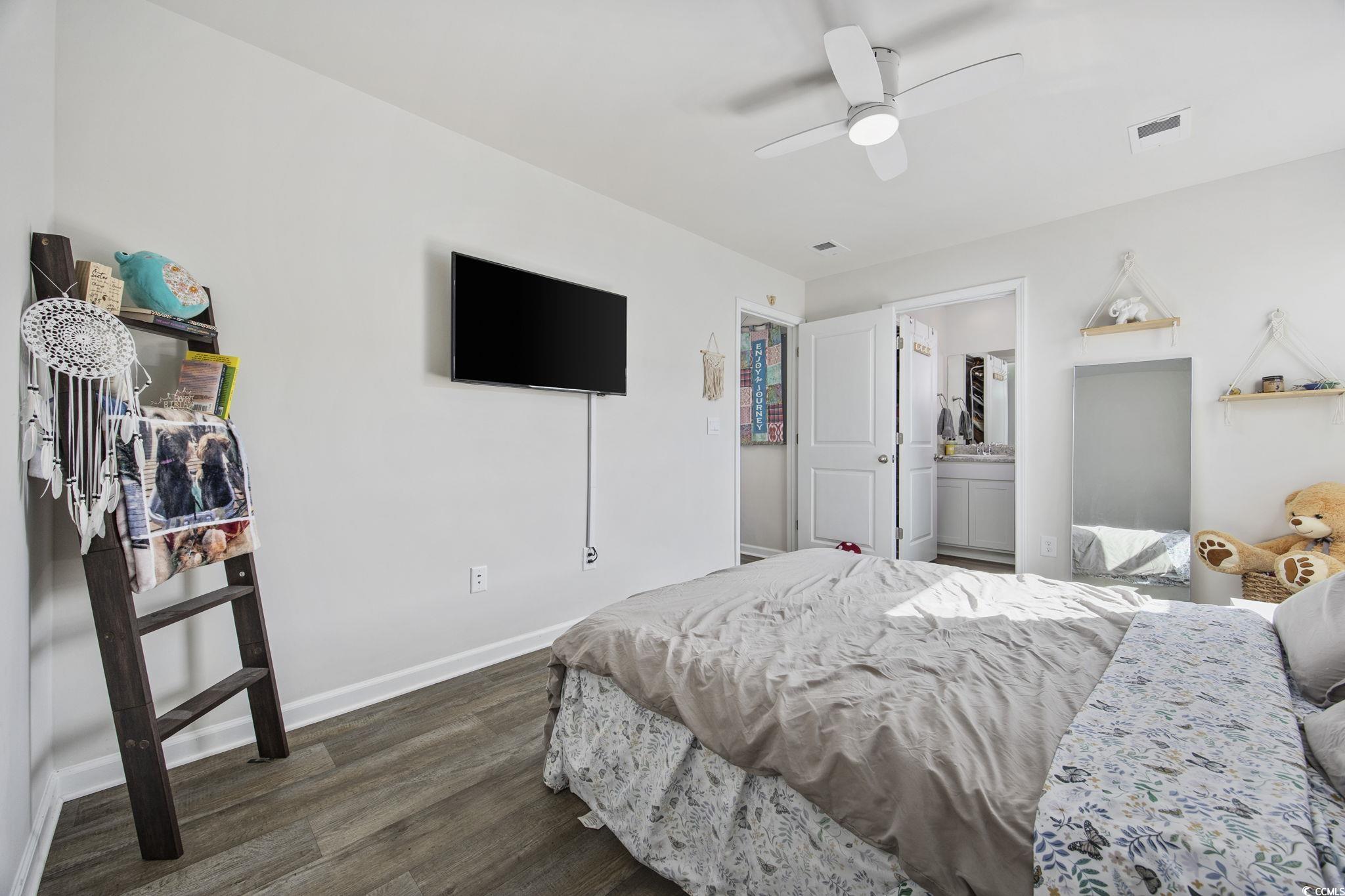 924 Akron Street Conway, SC 29526 - Photo 19 of 37 Bedroom with dark wood-style floors, baseboards, and a ceiling fan