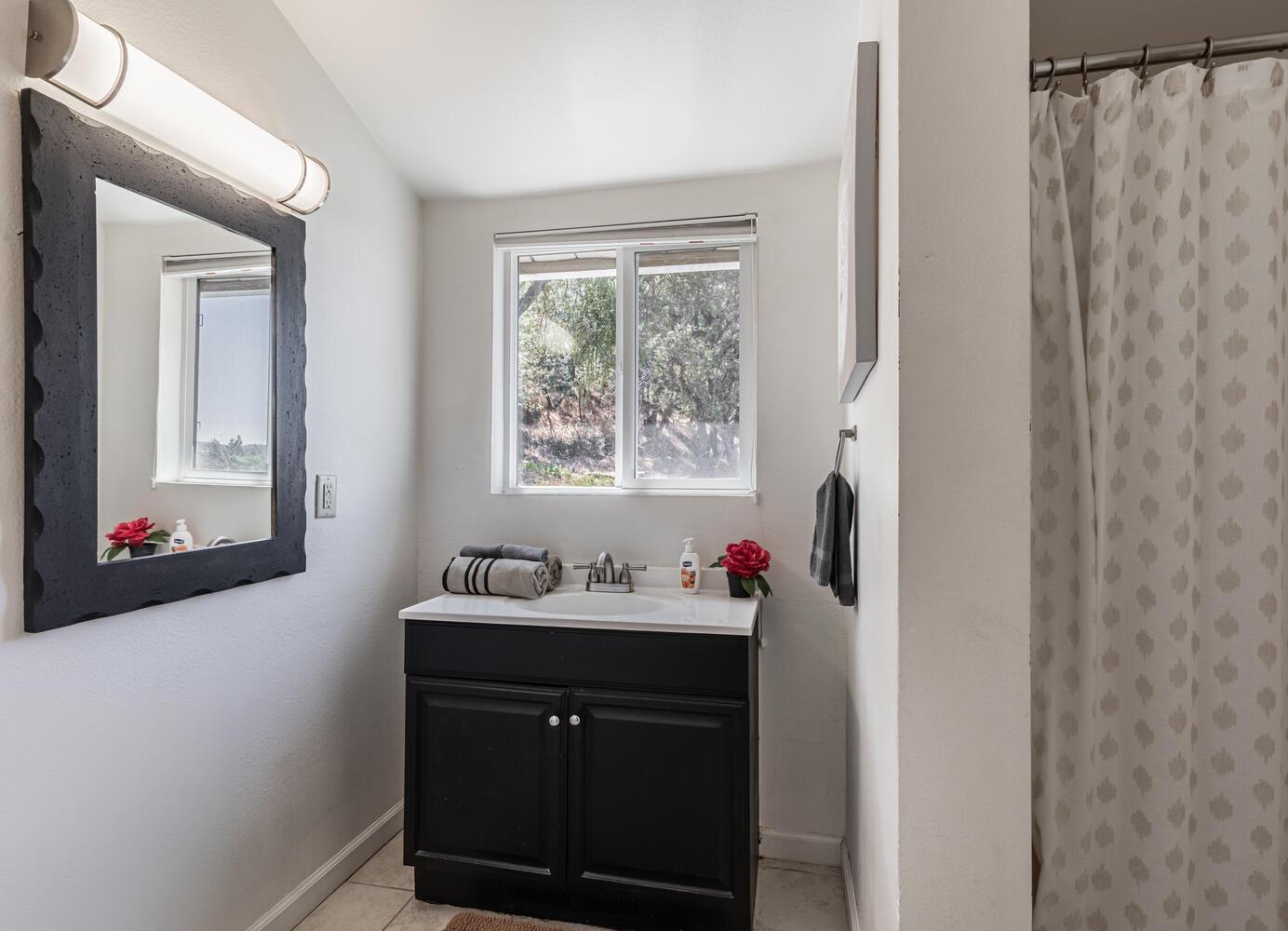 42492 Buckeye Road Oakhurst, CA 93644 - Photo 23 of 38 a bathroom with a sink vanity and a mirror