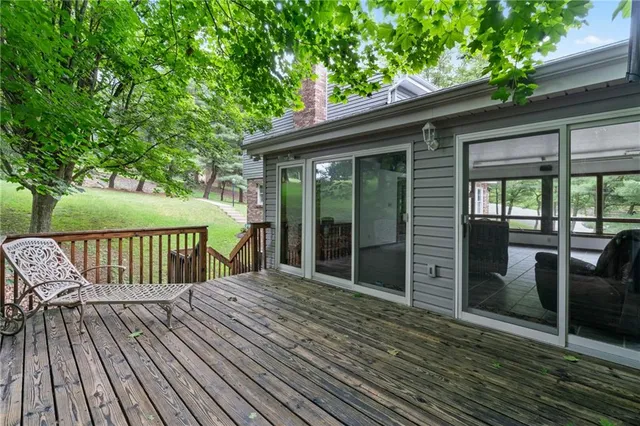 a view of a wooden deck
