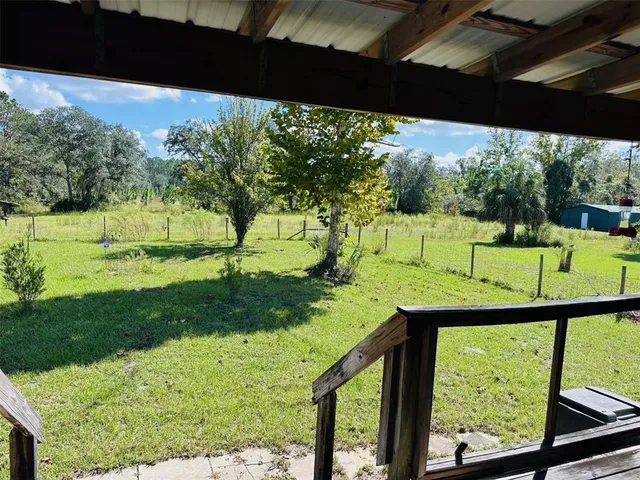 a view of a garden from a window