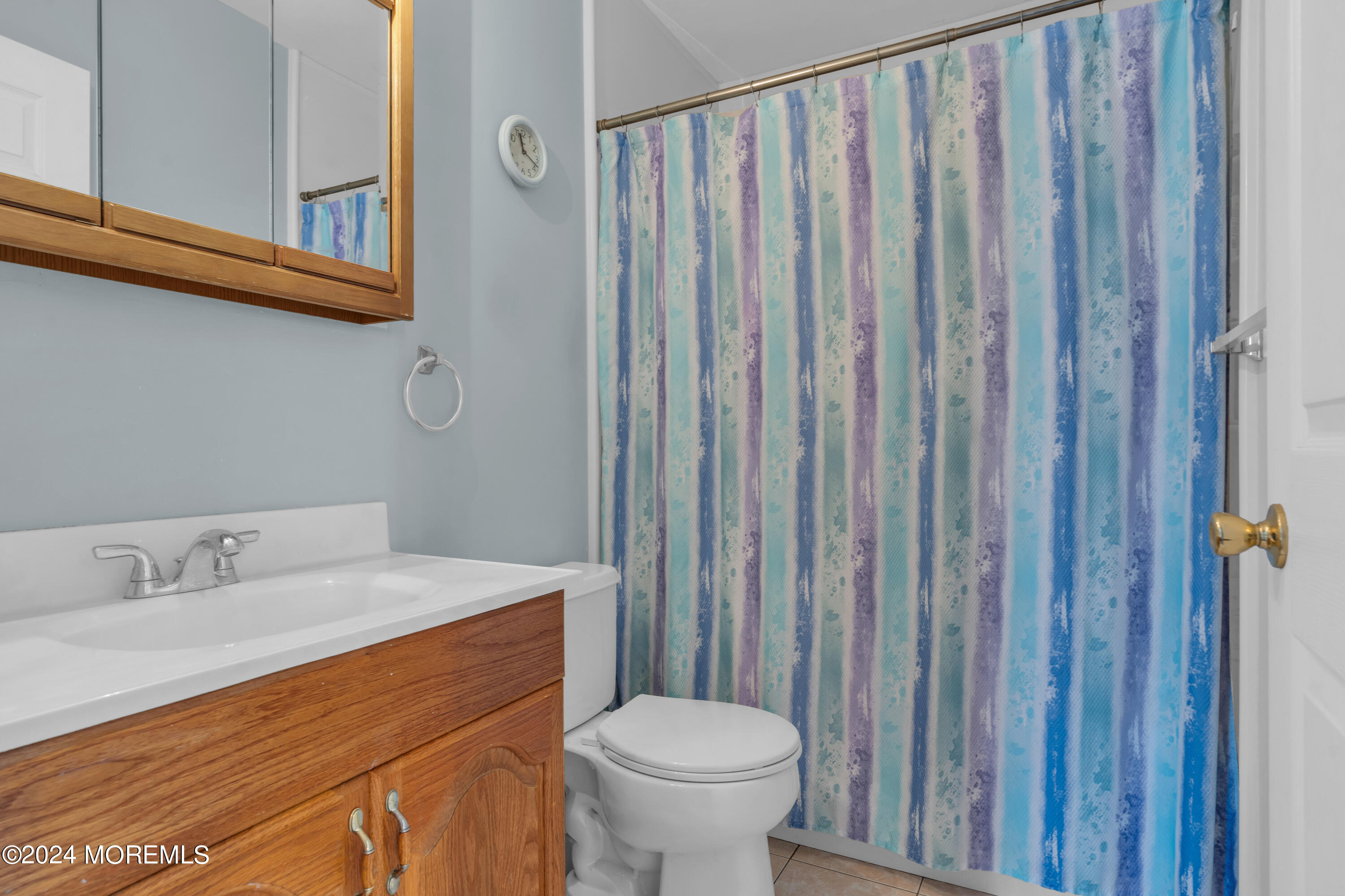 415 Union Avenue Union Beach, NJ 07735 - Photo 13 of 17 a bathroom with a sink a toilet and shower curtain