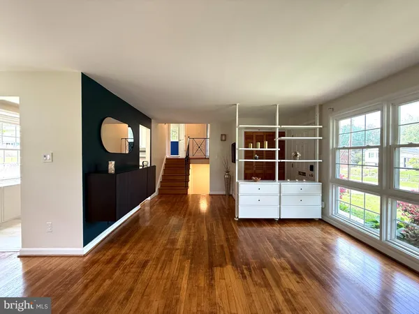 wooden floor with a large window