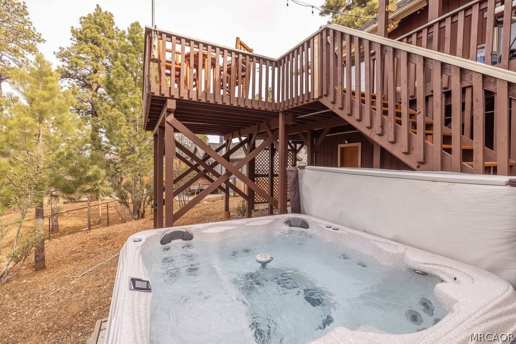 1629 Angels Camp Road Big Bear City, CA 92314 - Photo 29 of 40 a view of a balcony with wooden fence