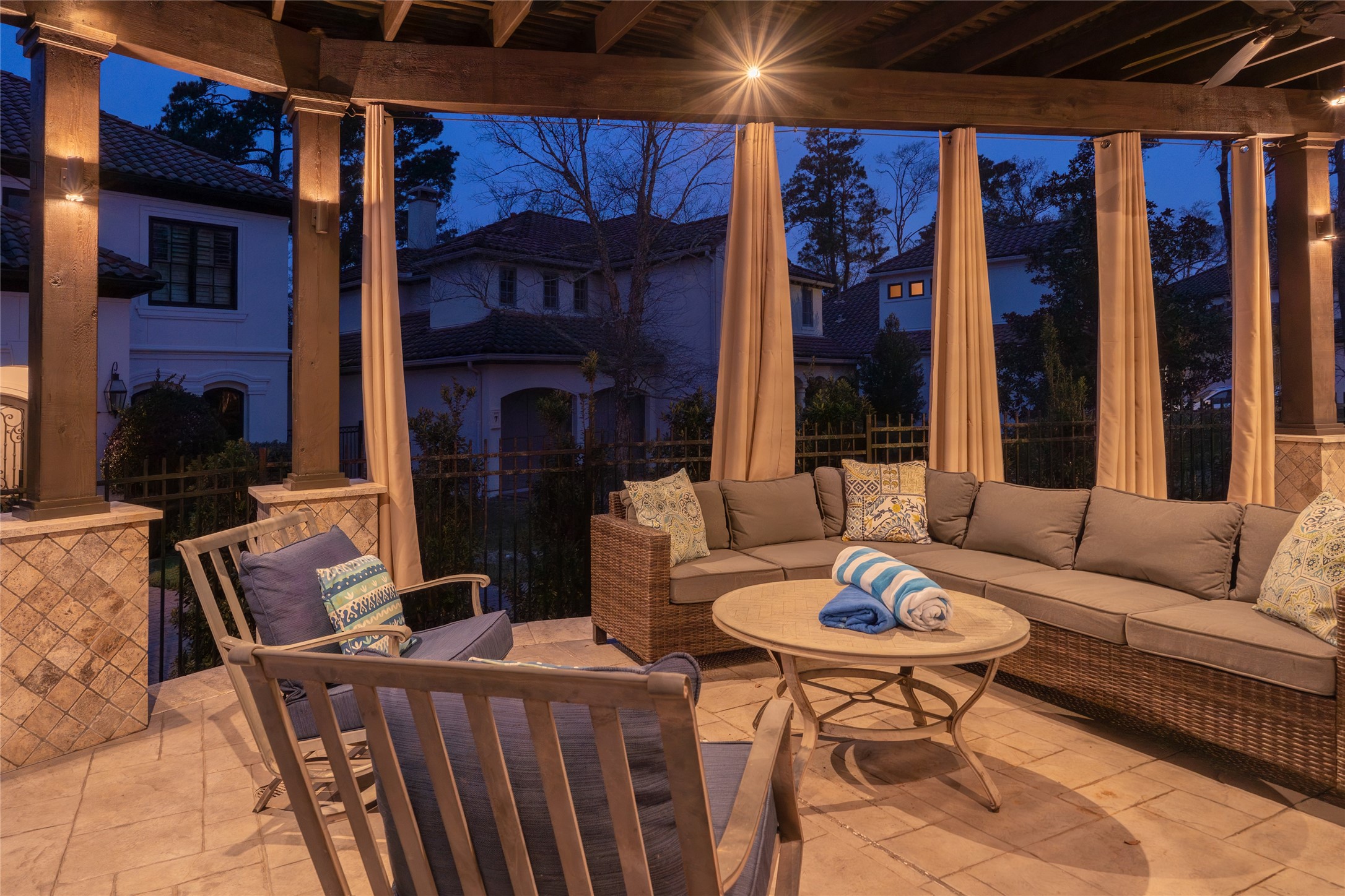 6 Rhapsody Bend Drive The Woodlands, TX 77382 - Photo 38 of 39 a living room with furniture and a fireplace