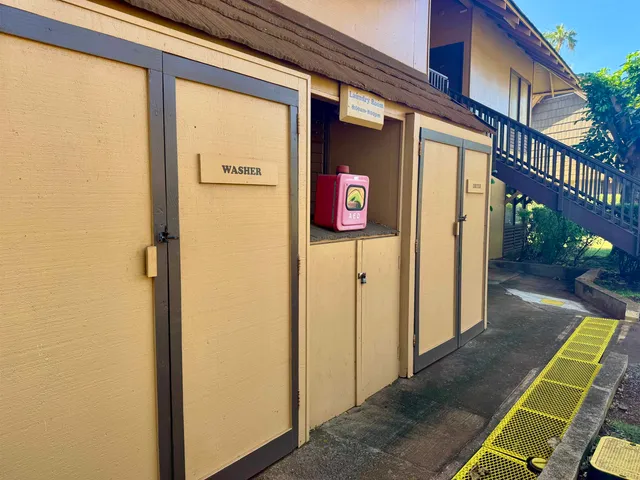 a view of a street with a door