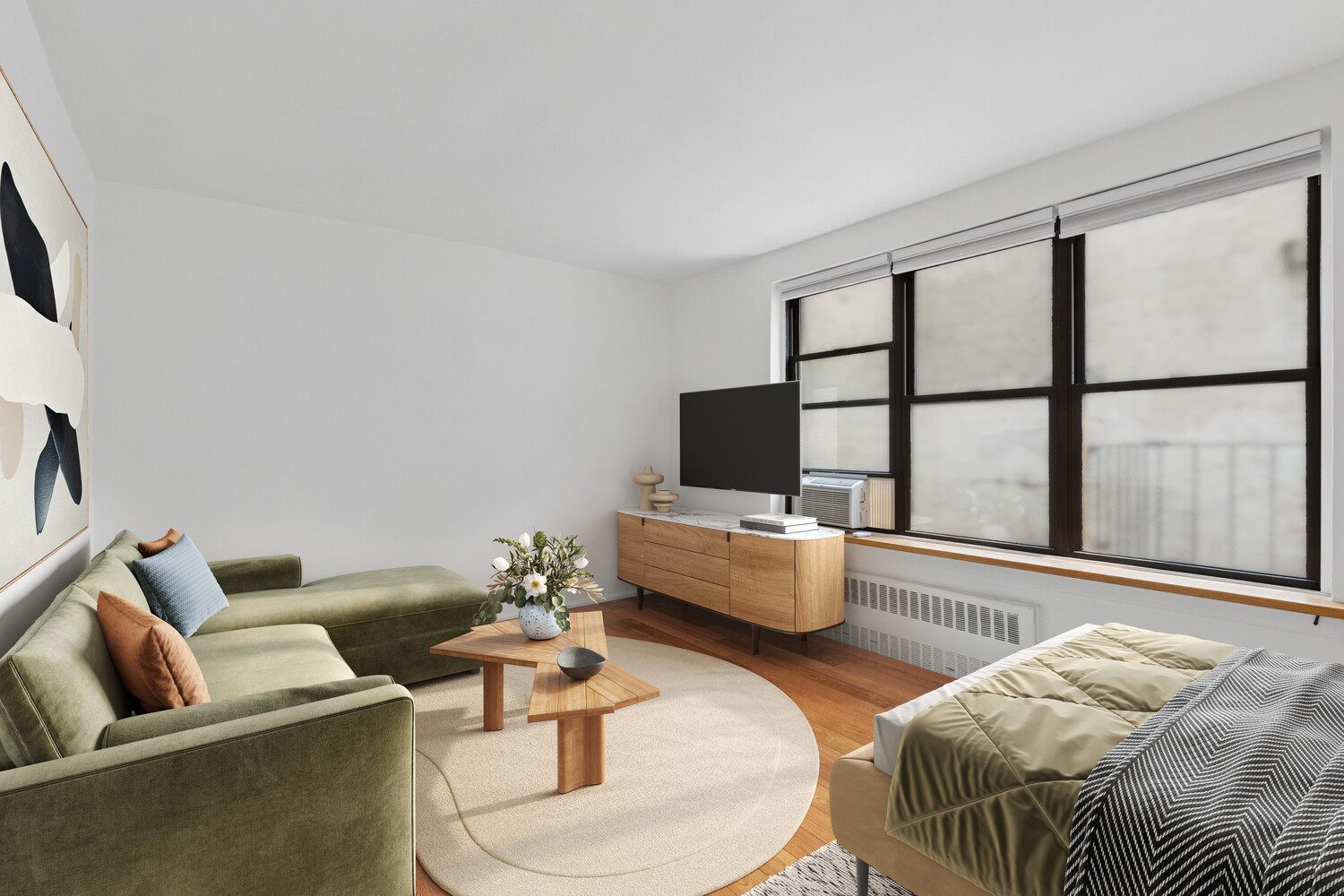 208 East 70th Street, Unit 6F Manhattan, NY 10021 - Photo 7 of 13 a living room with furniture and a large window
