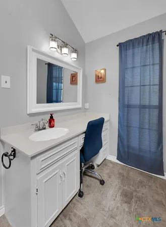 a room with a workspace
