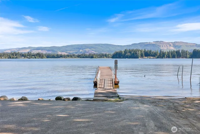 a view of lake and mountain
